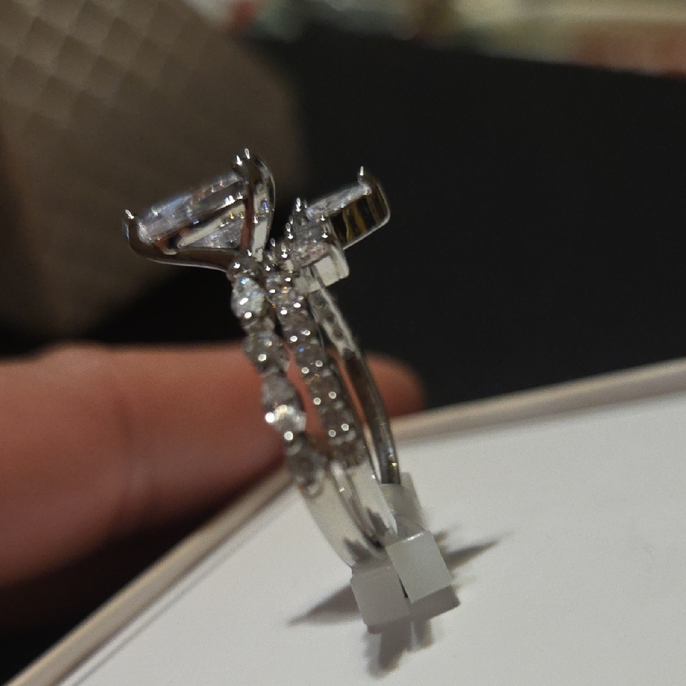 Dillard's Silver Pear-Cut CZ Halo Ring in Silver - Size 8 - Picture 7 of 9